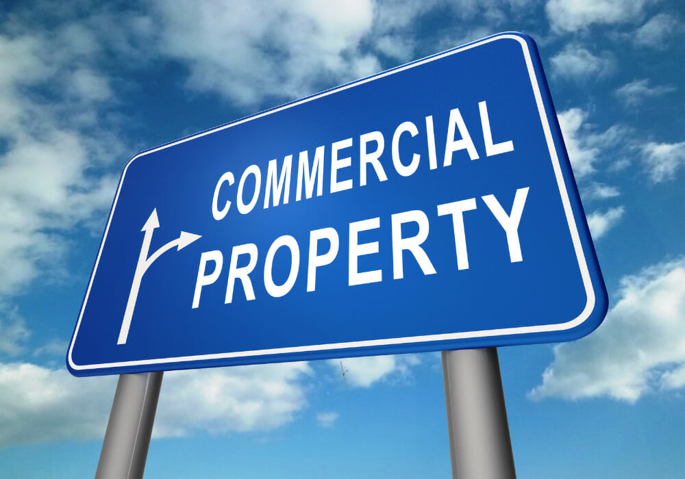 blue street sign "commercial property"